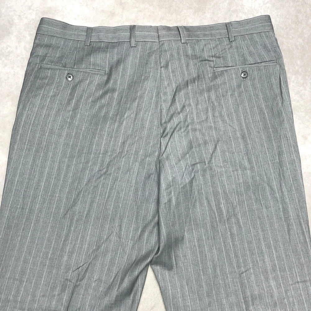 Joseph Abboud Men's 40x34.5 No Hem Gray Dress Pants 100% Wool Striped Flat Front